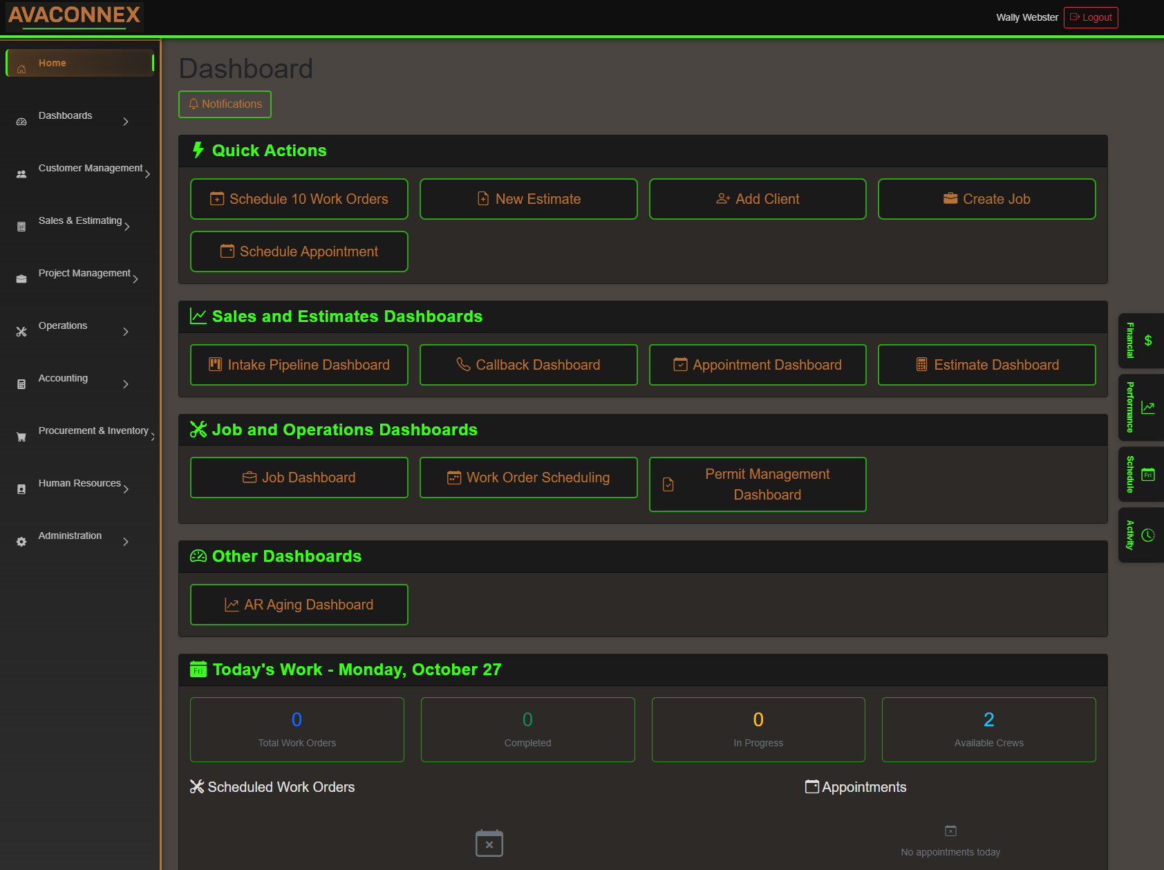 Avaconnex Web Dashboard